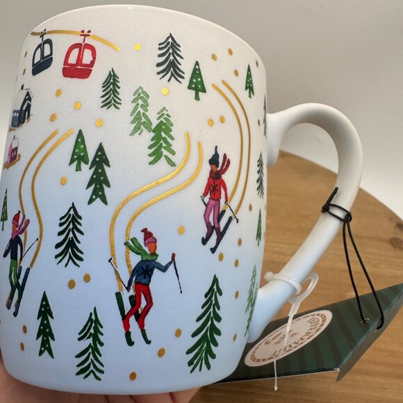 Peppermint & Pine Cup Mug Winter’s Scene Ice Skating Country Whimsical Rifle pap - Picture 6 of 12